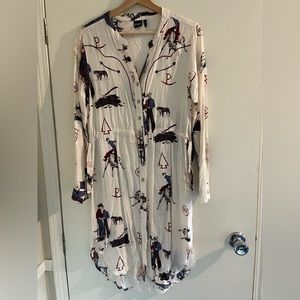 Cruel Girl western print long sleeve dress, size M